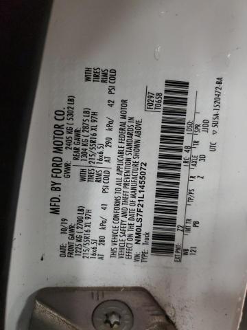 84233315 :رقم المزاد ، NM0LS7F21L1455072 vin ، 2020 Ford Transit Connect مزاد بيع