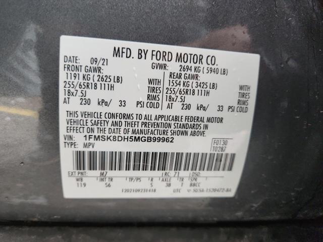 89470475 :رقم المزاد ، 1FMSK8DH5MGB99962 vin ، 2021 Ford Explorer X مزاد بيع