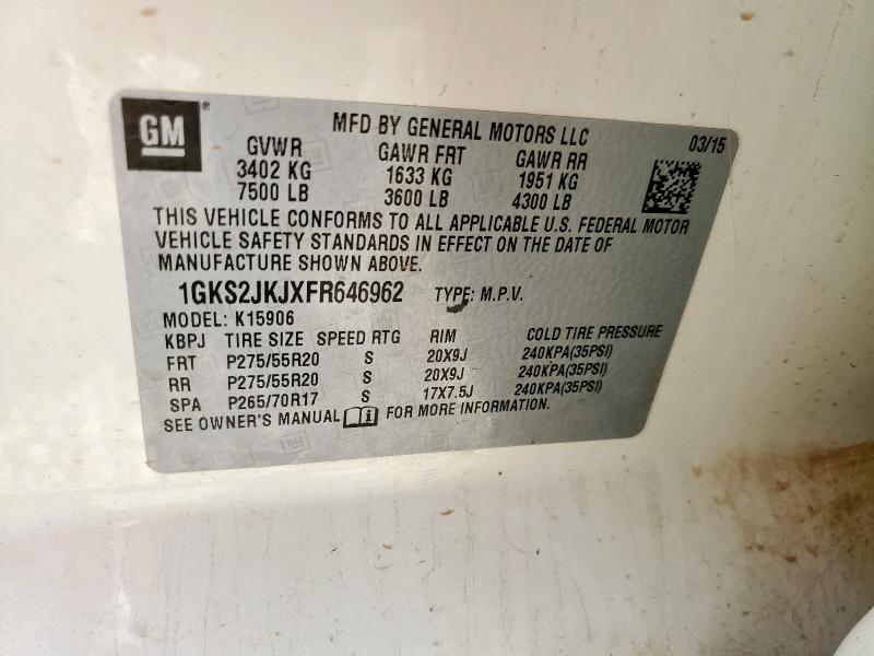 2015 Gmc Yukon Xl D მანქანა იყიდება აუქციონზე, vin: 1GKS2JKJXFR646962, აუქციონის ნომერი: 86057485