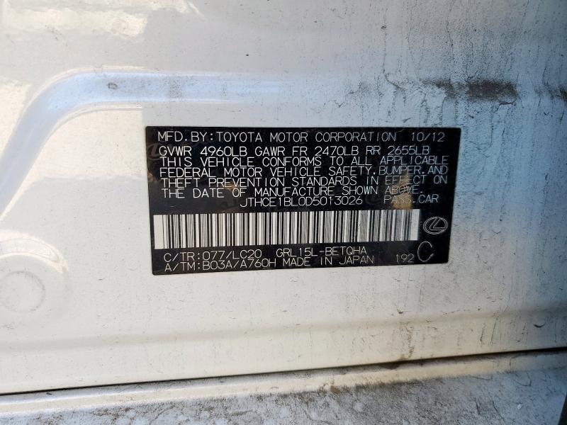 Aukcja sprzedaży 2013 Lexus Gs, vin: JTHCE1BL0D5013026, numer aukcji: 85404485