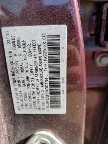 87242415 :رقم المزاد ، JH4CU2F6XAC024751 vin ، 2010 Acura Tsx مزاد بيع