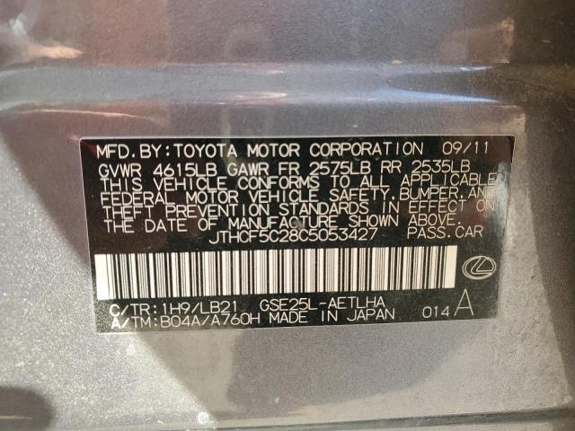 82375585 :رقم المزاد ، JTHCF5C28C5053427 vin ، 2012 Lexus Is مزاد بيع