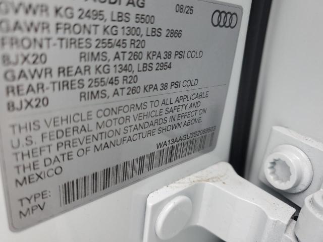 2025 Audi Q5 მანქანა იყიდება აუქციონზე, vin: WA13AAGU3S2069503, აუქციონის ნომერი: 90439075