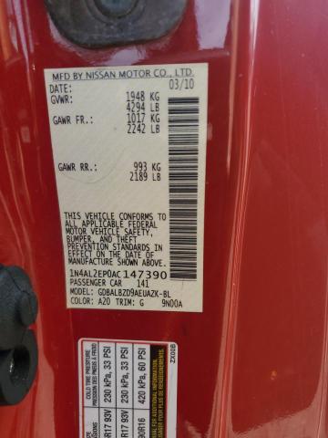 Продажа на аукционе авто 2010 Nissan Altima S, vin: 1N4AL2EP0AC147390, номер лота: 84934785