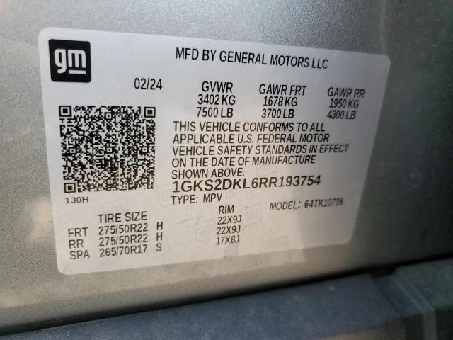 2024 Gmc Yukon Dena მანქანა იყიდება აუქციონზე, vin: 1GKS2DKL6RR193754, აუქციონის ნომერი: 86129455