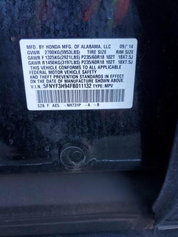 2015 Honda Pilot Tour მანქანა იყიდება აუქციონზე, vin: 5FNYF3H94FB011132, აუქციონის ნომერი: 82784285
