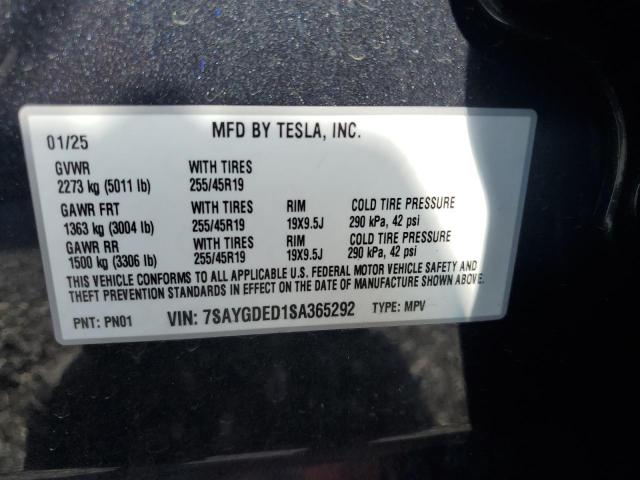 Aukcja sprzedaży 2025 Tesla Model Y, vin: 7SAYGDED1SA365292, numer aukcji: 87414455