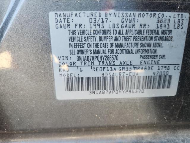 89709355 :رقم المزاد ، 3N1AB7AP0HY286570 vin ، 2017 Nissan Sentra مزاد بيع