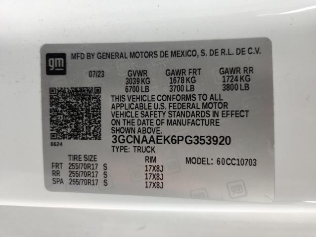 Продаж на аукціоні авто 2023 Chevrolet Silverado C1500, vin: 3GCNAAEK6PG353920, номер лоту: 84601285