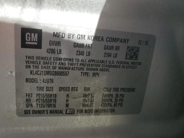 Продаж на аукціоні авто 2016 Buick Encore, vin: KL4CJ1SM0GB600557, номер лоту: 86821495