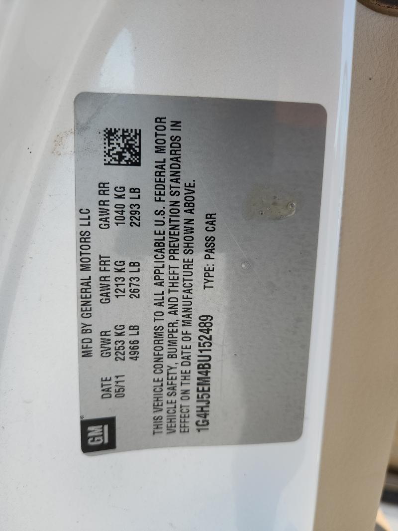 Продаж на аукціоні авто 2011 Buick Lucerne Cx, vin: 1G4HJ5EM4BU152489, номер лоту: 87217995