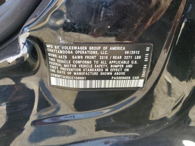 90259725 :رقم المزاد ، 1VWBP7A35CC109981 vin ، 2012 Volkswagen Passat مزاد بيع