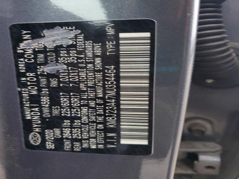 Продажа на аукционе авто 2021 Hyundai Tucson, vin: KM8J23A47MU354464, номер лота: 69459516