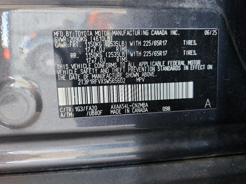 2025 Toyota Rav4 მანქანა იყიდება აუქციონზე, vin: 2T3P1RFVXSW565602, აუქციონის ნომერი: 72397026