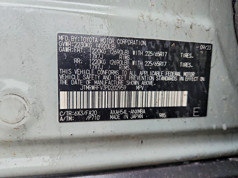 Aukcja sprzedaży 2023 Toyota Rav4 Hybrid, vin: JTMRWRFV3PD202959, numer aukcji: 71289966