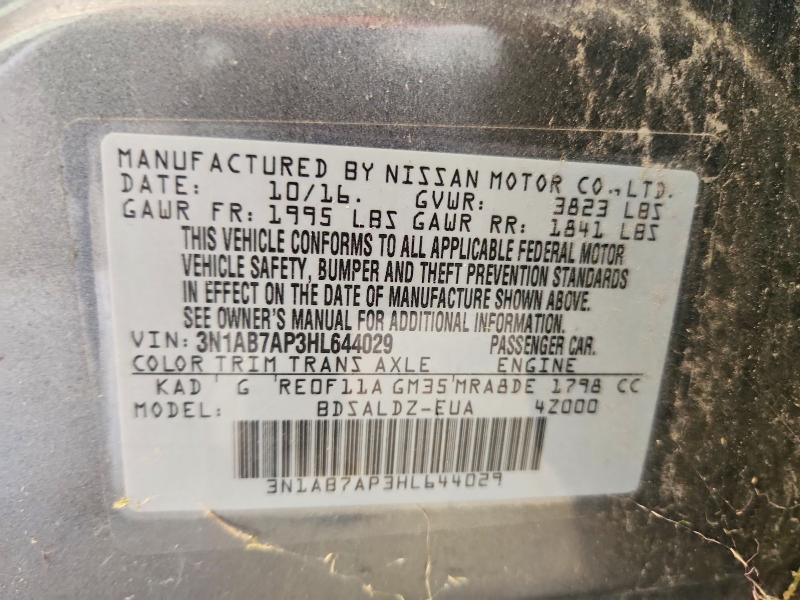 2017 Nissan Sentra მანქანა იყიდება აუქციონზე, vin: 3N1AB7AP3HL644029, აუქციონის ნომერი: 71496246