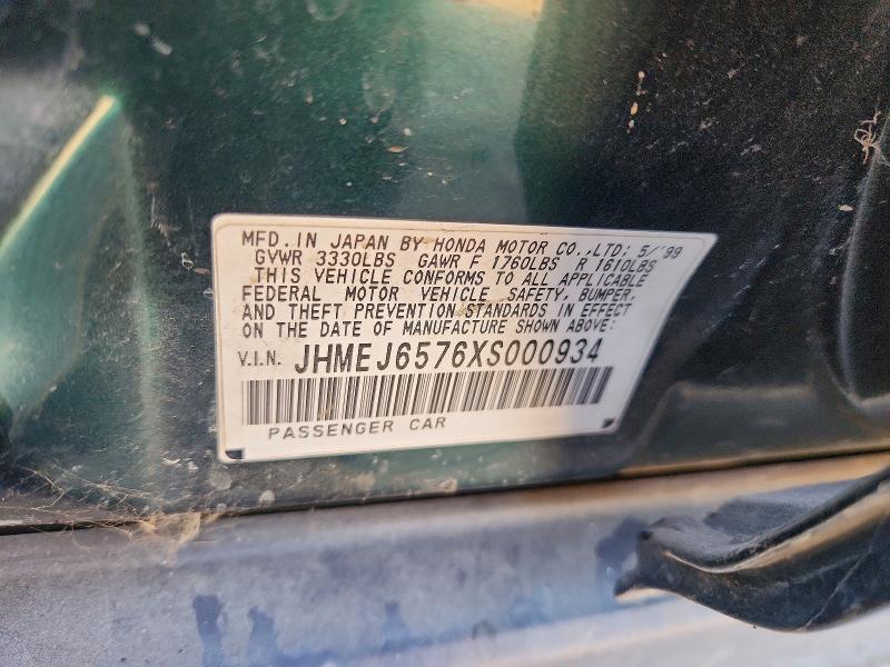 71080806 :رقم المزاد ، JHMEJ6576XS000934 vin ، 1999 Honda Civic مزاد بيع
