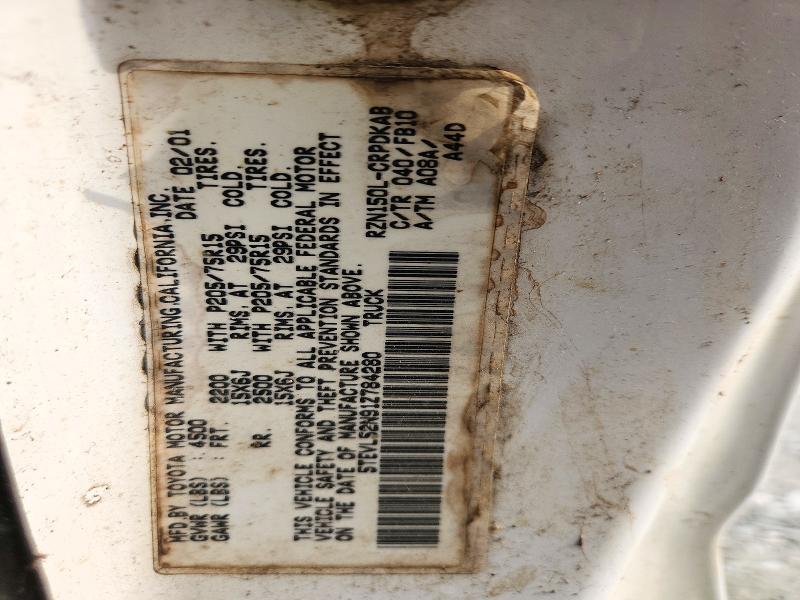 2001 Toyota Tacoma მანქანა იყიდება აუქციონზე, vin: 5TEVL52N91Z784280, აუქციონის ნომერი: 72307096