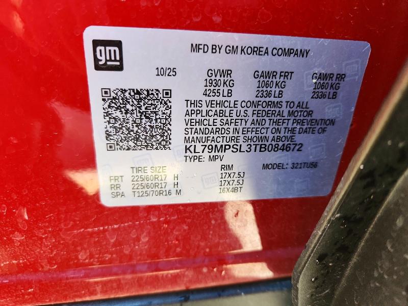 72381196 :رقم المزاد ، KL79MPSL3TB084672 vin ، 2026 Chevrolet Trailblazer مزاد بيع