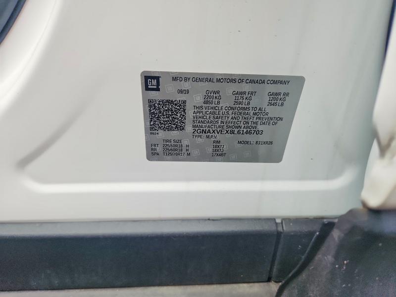 Продаж на аукціоні авто 2020 Chevrolet Equinox, vin: 2GNAXVEX8L6146703, номер лоту: 70351516