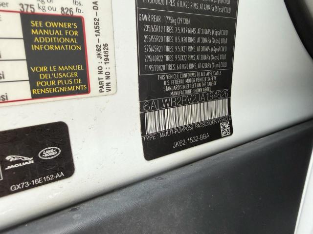 Продажа на аукционе авто 2018 Land Rover Range Rover Sport, vin: SALWR2RV2JA194626, номер лота: 72258626