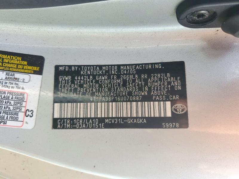 Продаж на аукціоні авто 2006 Toyota Camry Solara, vin: 4T1FA38P16U070887, номер лоту: 73137536