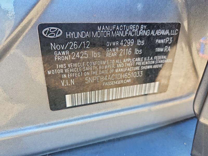 Продажа на аукционе авто 2013 Hyundai Sonata, vin: 5NPEB4AC1DH651033, номер лота: 71671556