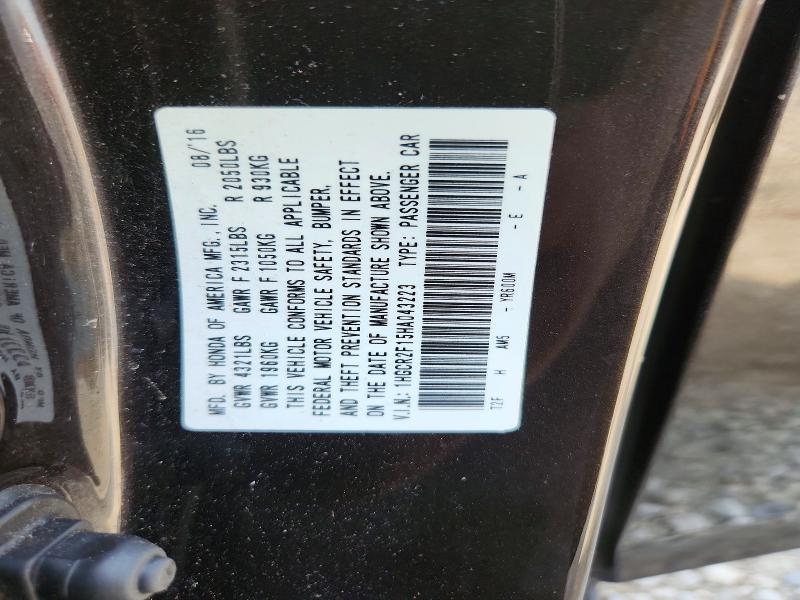 Продажа на аукционе авто 2017 Honda Accord, vin: 1HGCR2F15HA043223, номер лота: 71151256