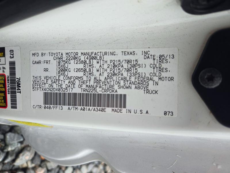 72193446 :رقم المزاد ، 5TFTX4CN2DX032517 vin ، 2013 Toyota Tacoma مزاد بيع