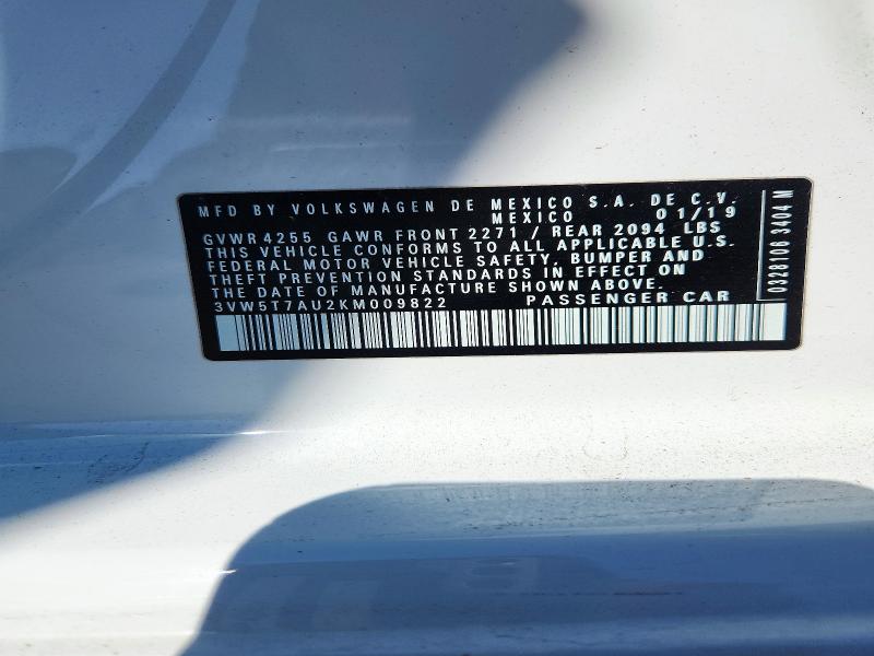 Auction sale of the 2019 Volkswagen Gti, vin: 3VW5T7AU2KM009822, lot number: 71594006