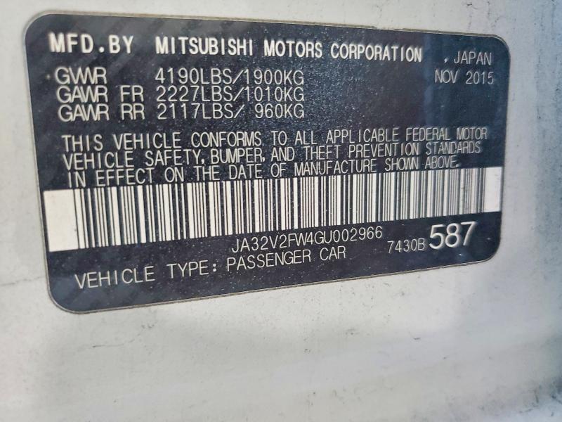 Продаж на аукціоні авто 2016 Mitsubishi Lancer, vin: JA32V2FW4GU002966, номер лоту: 71616736