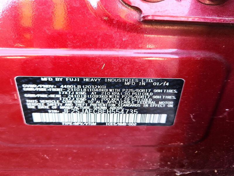 Продажа на аукционе авто 2014 Subaru Forester, vin: JF2SJAEC8EH554735, номер лота: 72413046