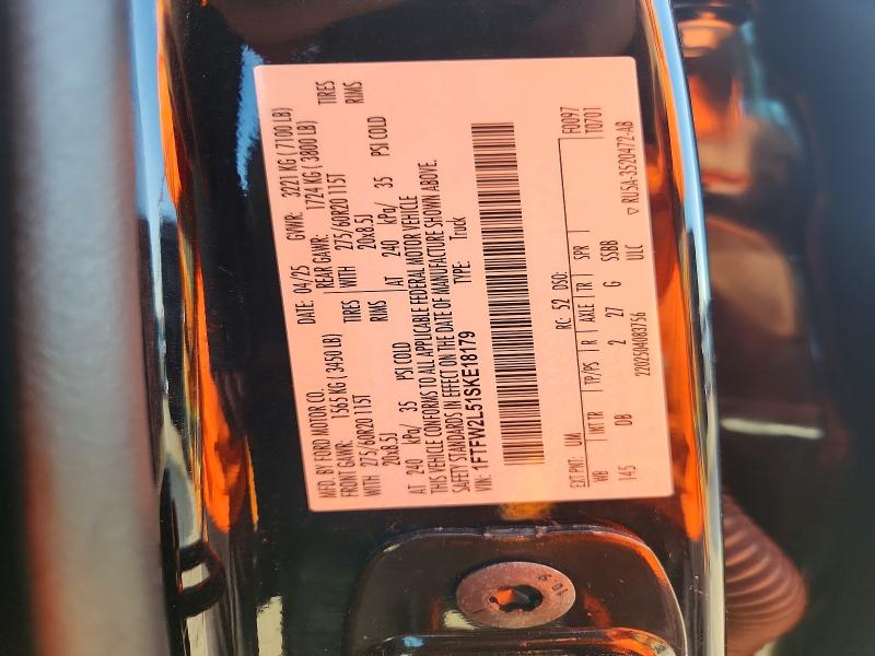 Aukcja sprzedaży 2025 Ford F150, vin: 1FTFW2L51SKE18179, numer aukcji: 71481966