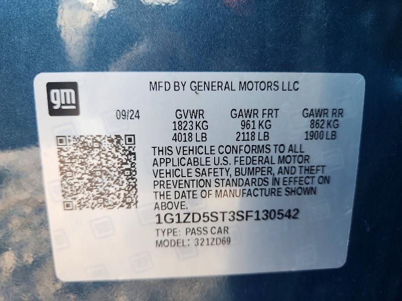 Продаж на аукціоні авто 2025 Chevrolet Malibu, vin: 1G1ZD5ST3SF130542, номер лоту: 71243246