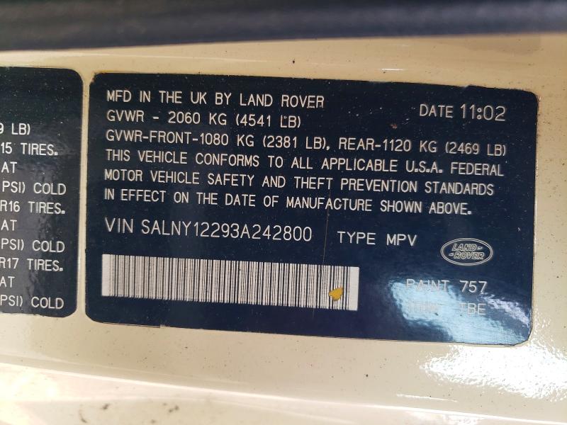 Продаж на аукціоні авто 2003 Land Rover Freelander, vin: SALNY12293A242800, номер лоту: 71394216