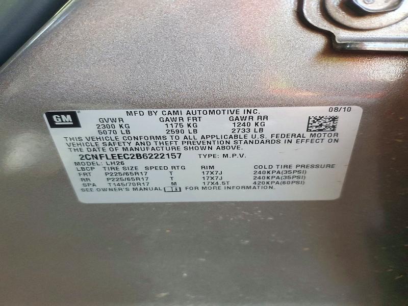 2011 Chevrolet Equinox მანქანა იყიდება აუქციონზე, vin: 2CNFLEEC2B6222157, აუქციონის ნომერი: 73659356