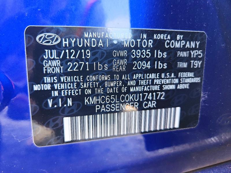 Продаж на аукціоні авто 2019 Hyundai Ioniq, vin: KMHC65LC0KU174172, номер лоту: 71868126