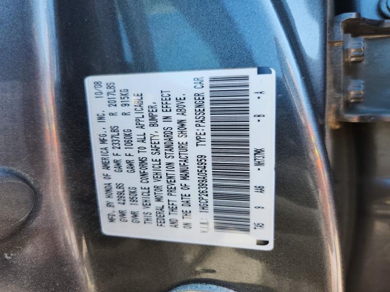 Auction sale of the 2009 Honda Accord, vin: 1HGCP26399A054959, lot number: 72024346