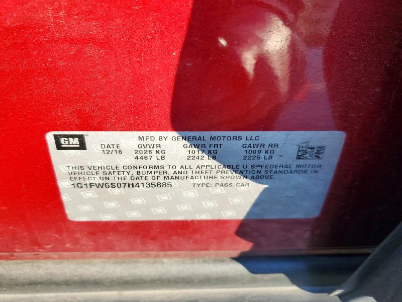 Aukcja sprzedaży 2017 Chevrolet Bolt Ev, vin: 1G1FW6S07H4135885, numer aukcji: 72936096