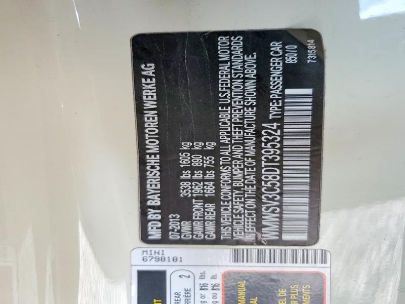 Aukcja sprzedaży 2013 Mini Cooper, vin: WMWSV3C58DT395324, numer aukcji: 71573036