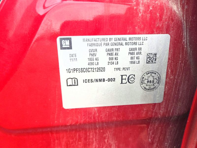 Продаж на аукціоні авто 2012 Chevrolet Cruze, vin: 1G1PF5SC6C7212620, номер лоту: 71039426