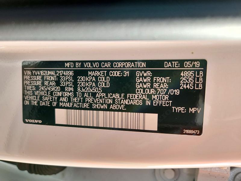 Aukcja sprzedaży 2020 Volvo Xc40, vin: YV4162UM4L2174896, numer aukcji: 65406786