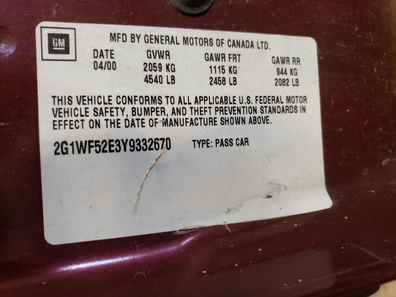 Продажа на аукционе авто 2000 Chevrolet Impala, vin: 2G1WF52E3Y9332670, номер лота: 72165016