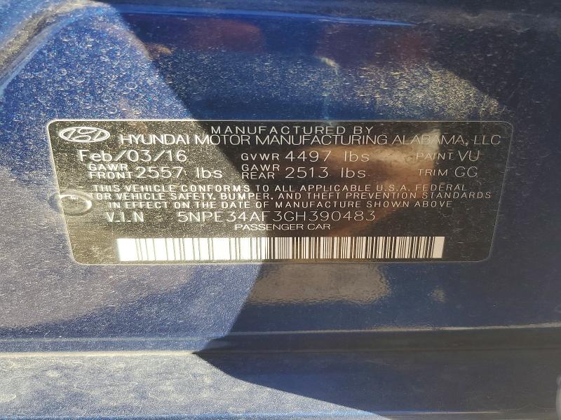 2016 Hyundai Sonata მანქანა იყიდება აუქციონზე, vin: 5NPE34AF3GH390483, აუქციონის ნომერი: 71180826