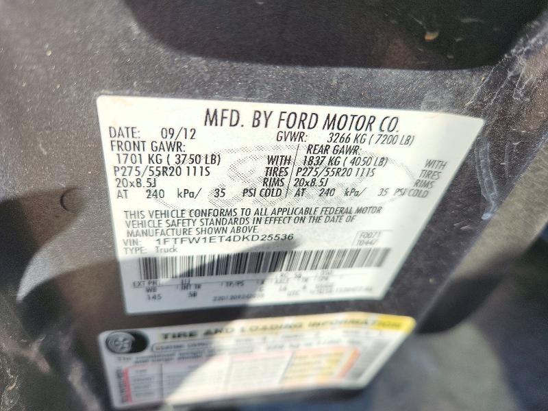 Aukcja sprzedaży 2013 Ford F150, vin: 1FTFW1ET4DKD25536, numer aukcji: 72118906
