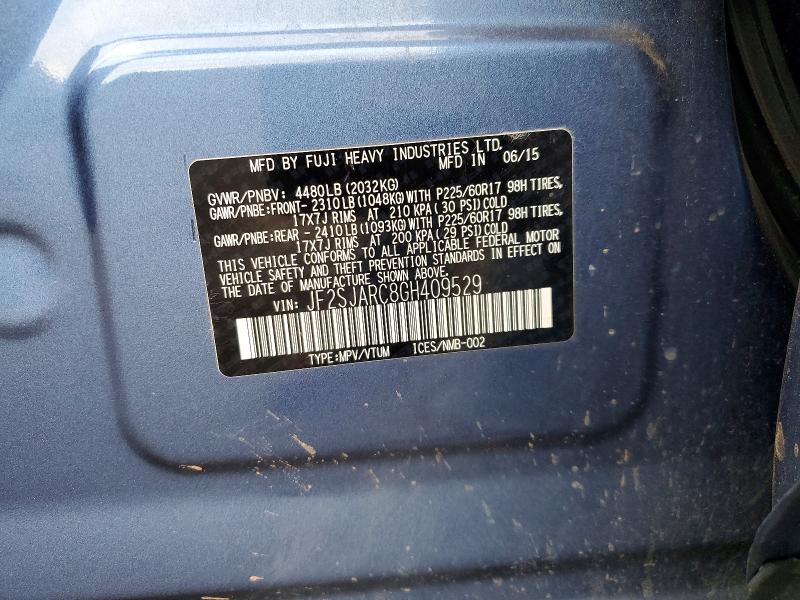 2016 Subaru Forester მანქანა იყიდება აუქციონზე, vin: JF2SJARC8GH409529, აუქციონის ნომერი: 71289346