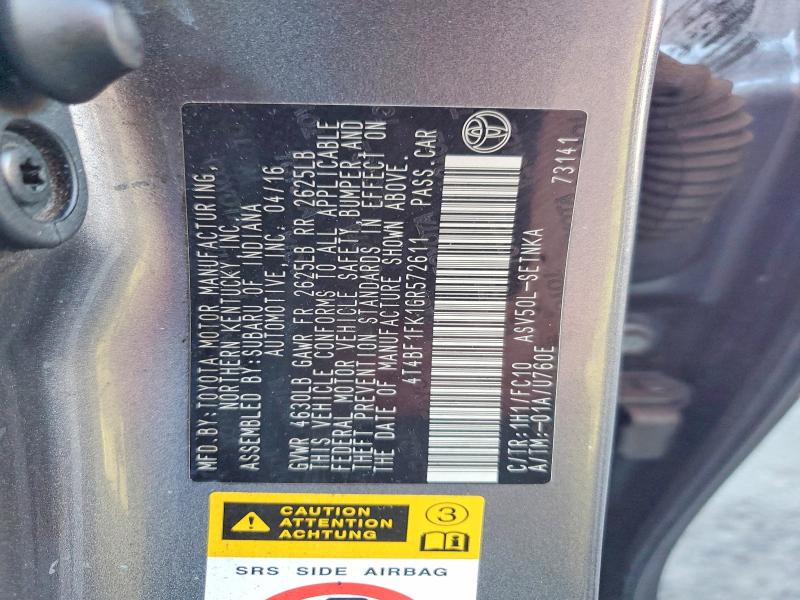 Продажа на аукционе авто 2016 Toyota Camry, vin: 4T4BF1FK1GR572611, номер лота: 71761276
