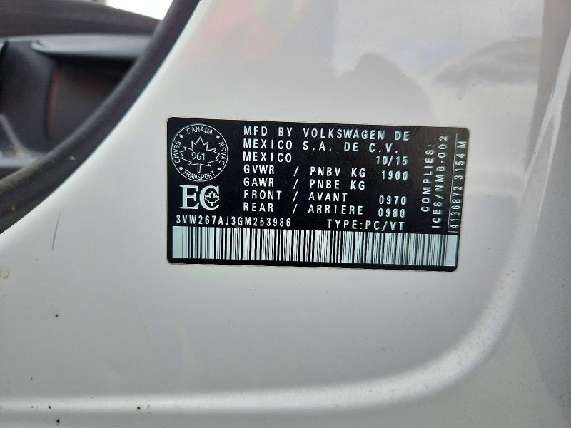 Aukcja sprzedaży 2016 Volkswagen Jetta, vin: 3VW267AJ3GM253986, numer aukcji: 72485256