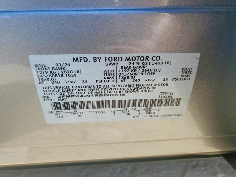 64839066 :رقم المزاد ، 2FMPK4J91RBB00516 vin ، 2024 Ford Edge مزاد بيع