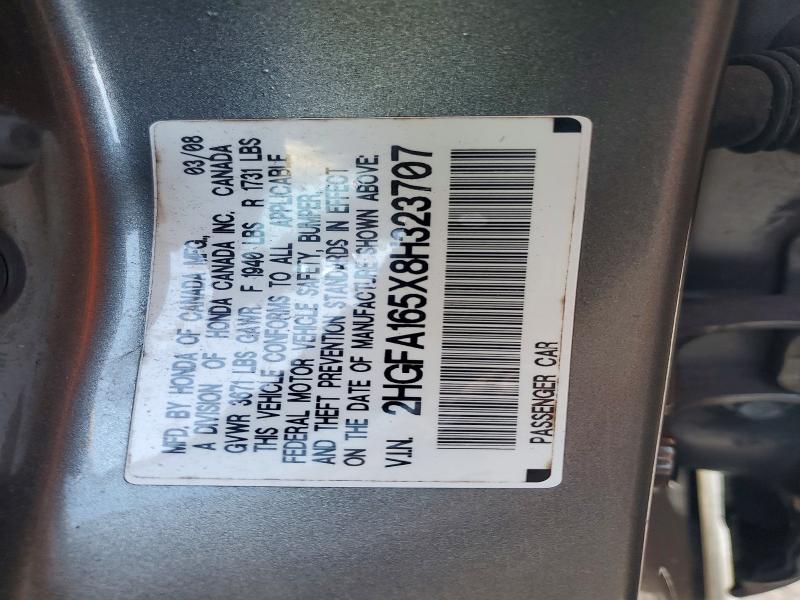 2008 Honda Civic მანქანა იყიდება აუქციონზე, vin: 2HGFA165X8H323707, აუქციონის ნომერი: 71238416